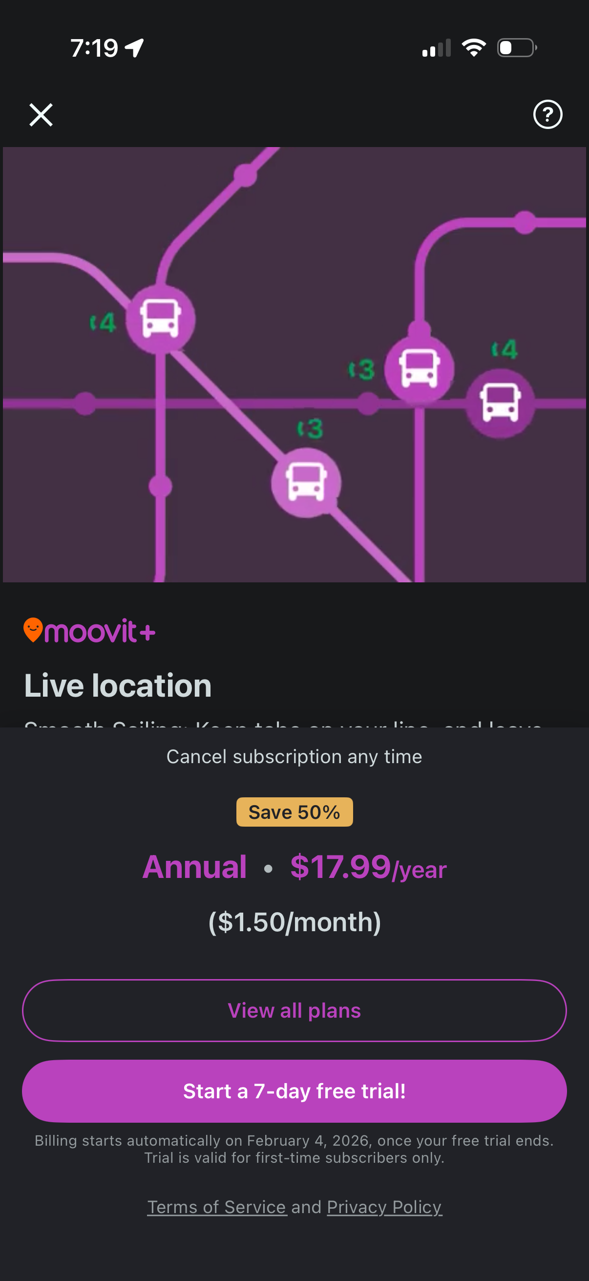 moovit checkout screenshot